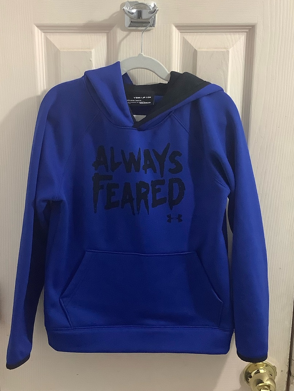 Under Armour Royal Blue "Always Feared" Boys Hoodie Coldgear size small